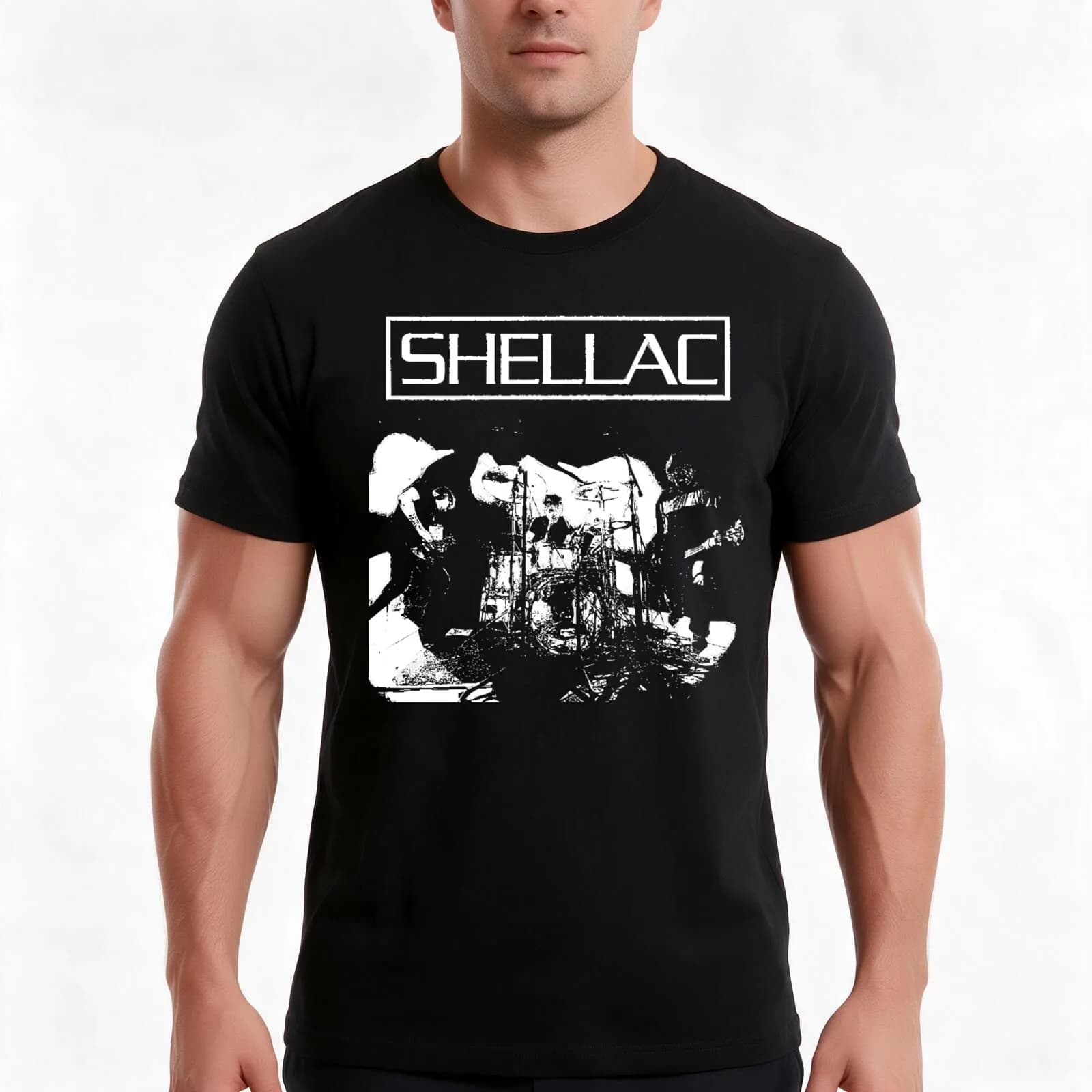 shellac band T-Shirt, Summer Casual Cotton Tee, Oversized Streetwear Tops, Vintage Graphic Print, Loose Fit Short Sleeve