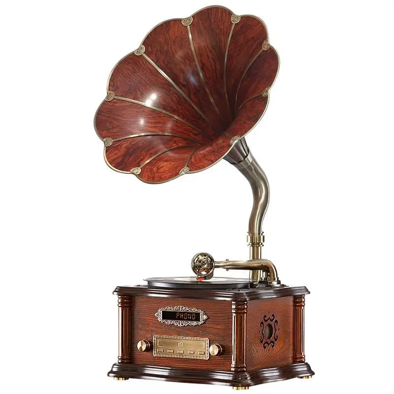 Retro living room European phonograph solid wood mini small desktop vintage antique vinyl record player