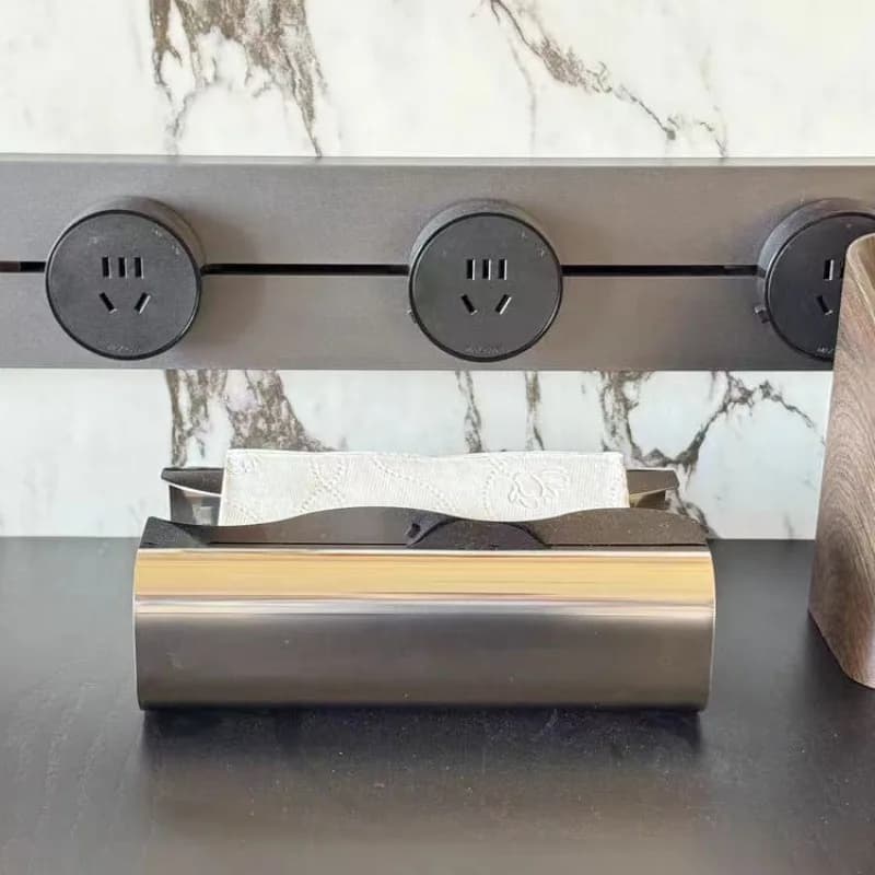 Modern light luxury stainless steel tissue box model house household living room bathroom coffee table creative pumping carton