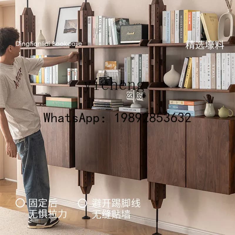 H3-30  North American Black Walnut Solid Wood Shelf Bookshelf All Solid Wood Partition Shelf Entrance Shelf