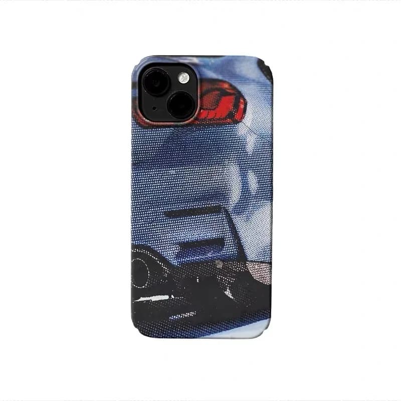 Ins Korean Blue Retro Taillights Case for IPHONE 17 16 ProMax 15 14 Plus 13 12 MINI 11 PRO 16Plus XR XS MAX Acrylic Phone Cover