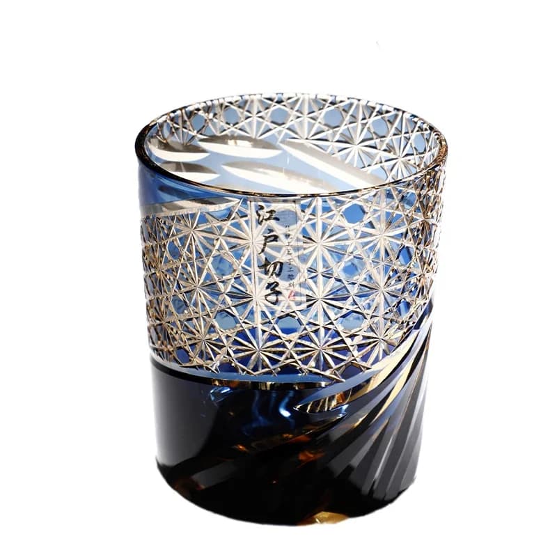 Japanese retro crystal glass whiskey glass wine glass gift hand-carved