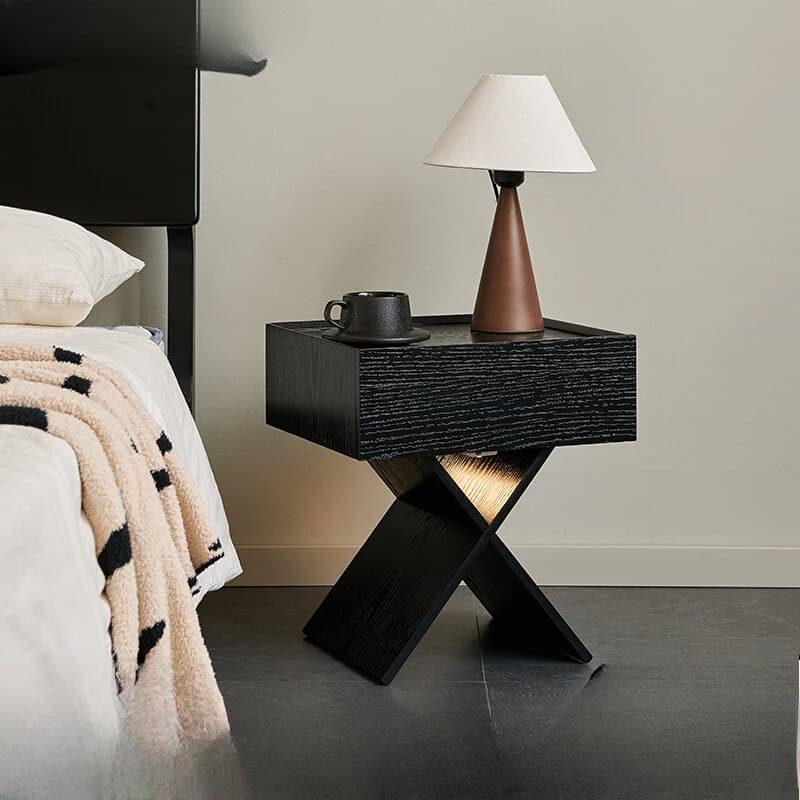 Minimalist Bedroom Bedside Cabinet Small Apartment Bedside Cabinet Furniture Home Design Sense Black Solid Wood Storage Cabinet