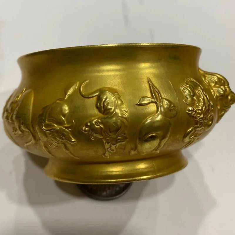 Bronze Plated Gold Ornament Twelve Zodiac Incense Burner Home Office Ornament Living Room Ornament Craft Ornament Collection