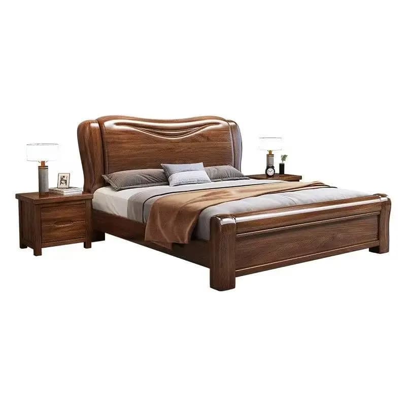 #Modern Design Solid Wood Double Bed, Bedroom Furniture with Storage Space, Suitable for Home or Hotel/villa Use.