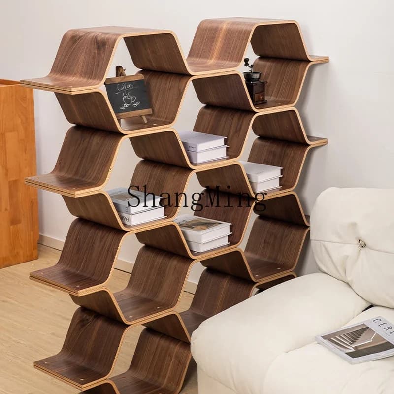 CL floor bookshelf creative shelf space saving storage study curved baffle