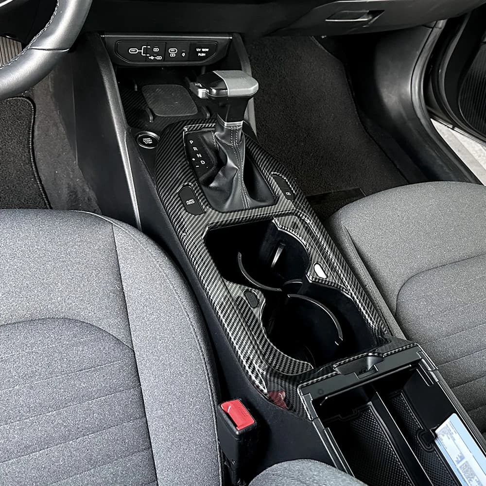 Carbon Fiber Center Console Gear Shift Panel Cup Holder Cover Trim For Kia K4 2024 2025 2026 Accessories LHD
