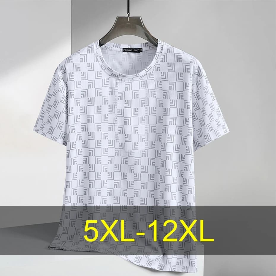 10XL 12XL Plus Size Summer T-shirt Men Short Sleeve T-shirts Fashion Casual Print Tops Tees Male Big Size 12XL Tshirt