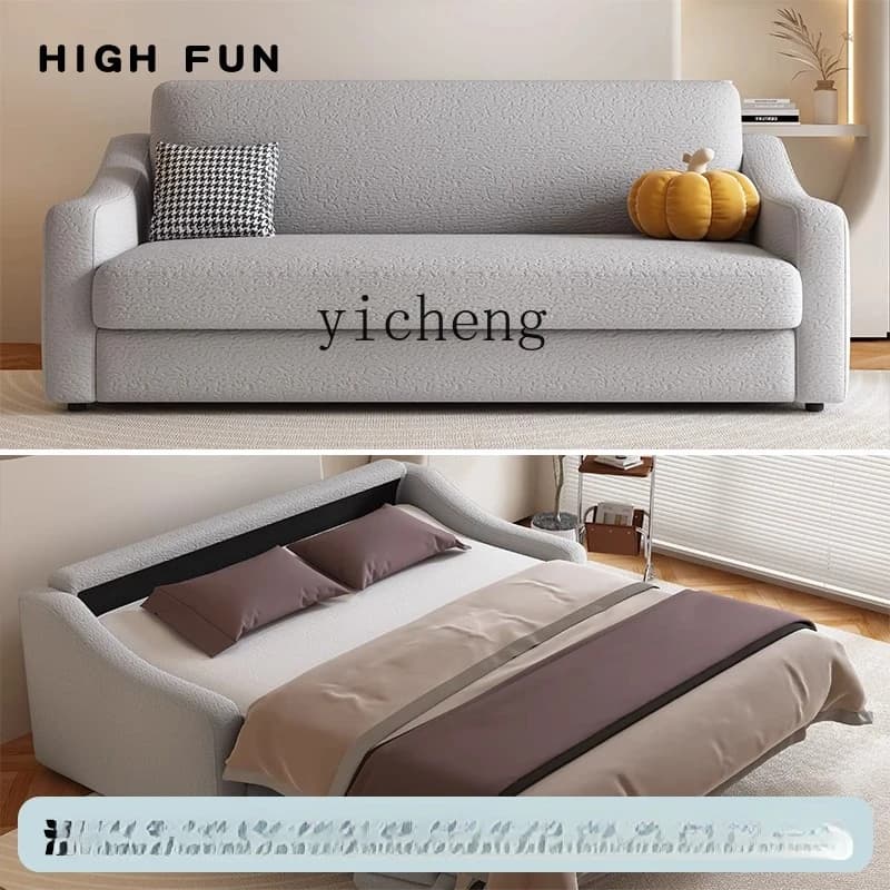 YFY  Nordic high-end sofa bed foldable dual-purpose multi-functional living room single double modern simple snowflake velvet