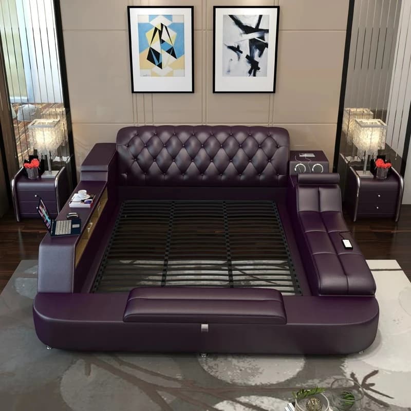 European Leather Beds Guest Electric Master New Style Beds Canopy Modern Muebles Para Dormitorio Bedroom Sets Full Furniture