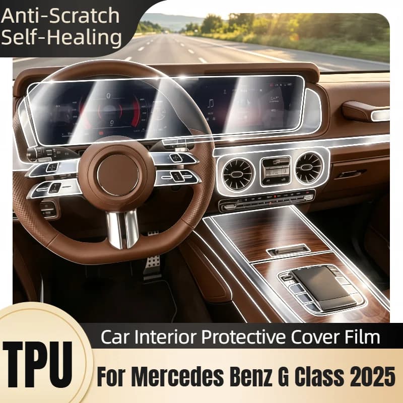 Car Interior Film Transparent Trim For Mercedes Benz G Class 2025 TPU Gear Panel GPS Center Console PPF Protection Anti-Scratch