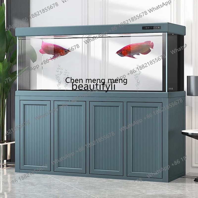 E153 Large fish tank living room ultra-white glass ecological bottom filter system integrated dragon fish tank customization
