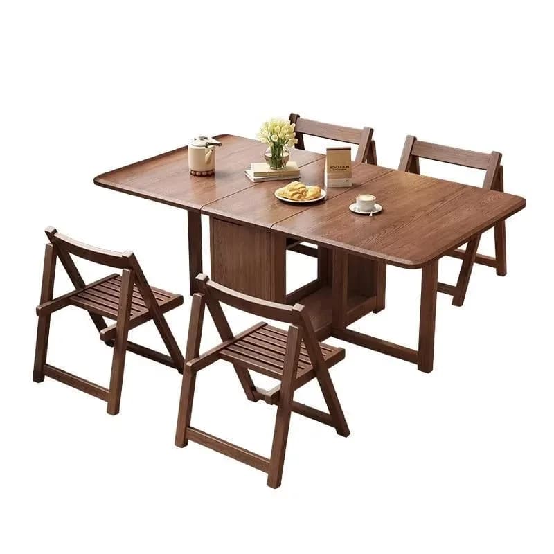 Cz-1  Full Solid Wood Folding Dining Table Household Small Apartment Rectangular Foldable Dining Table
