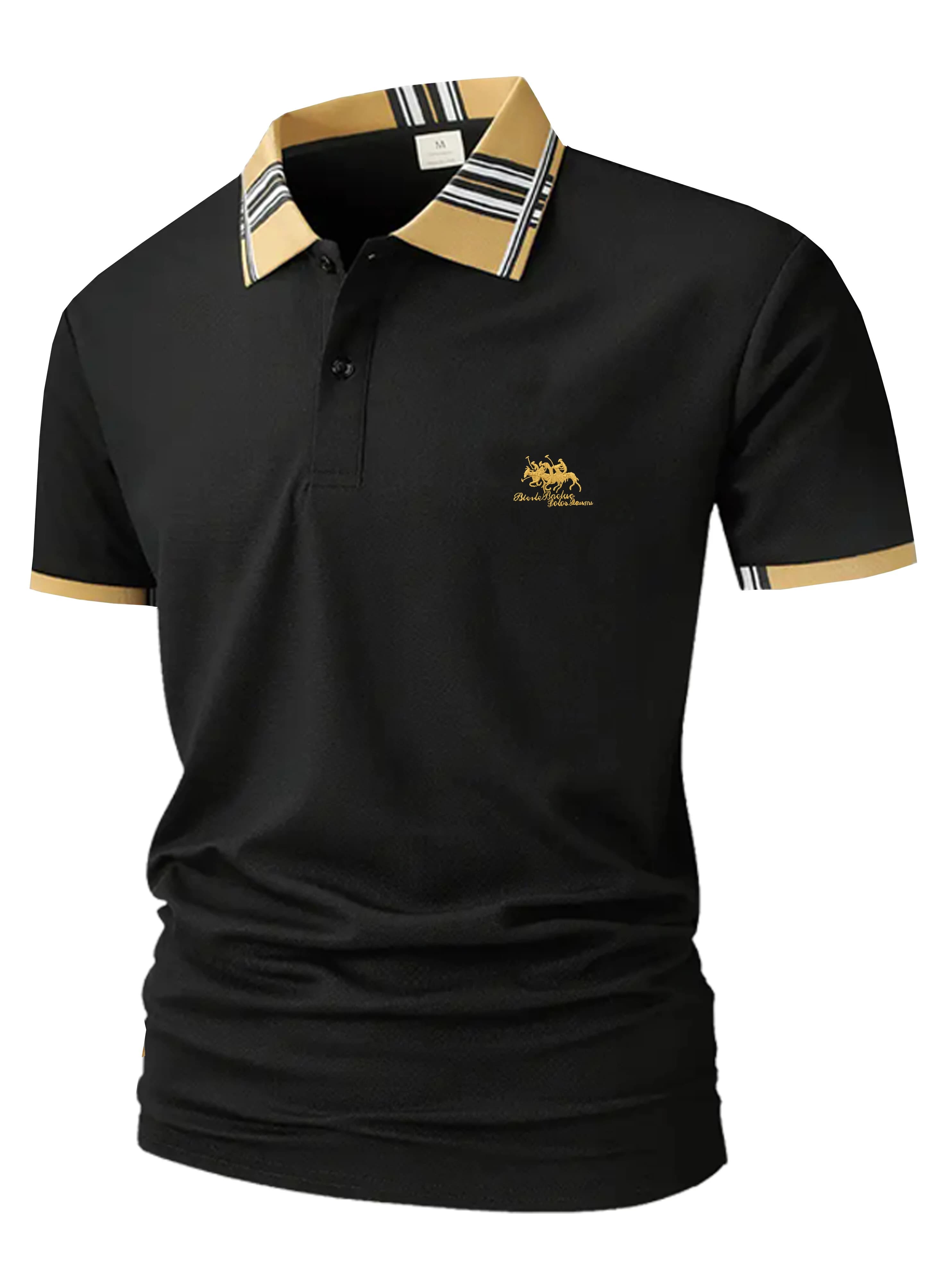 European and American new wide men's T-shirt loose collar polo shirt