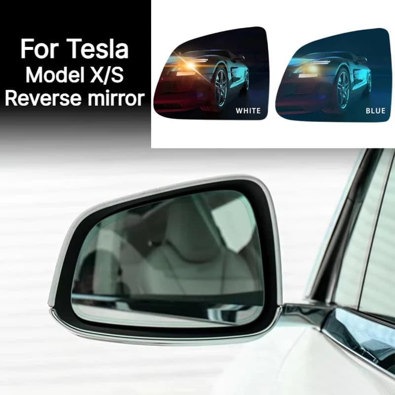 For Tesla Model X S 800R Wide-Angle Heated Rearview Mirror Glass Replacement Accessories Anti Dazzle Large Vision Reversing