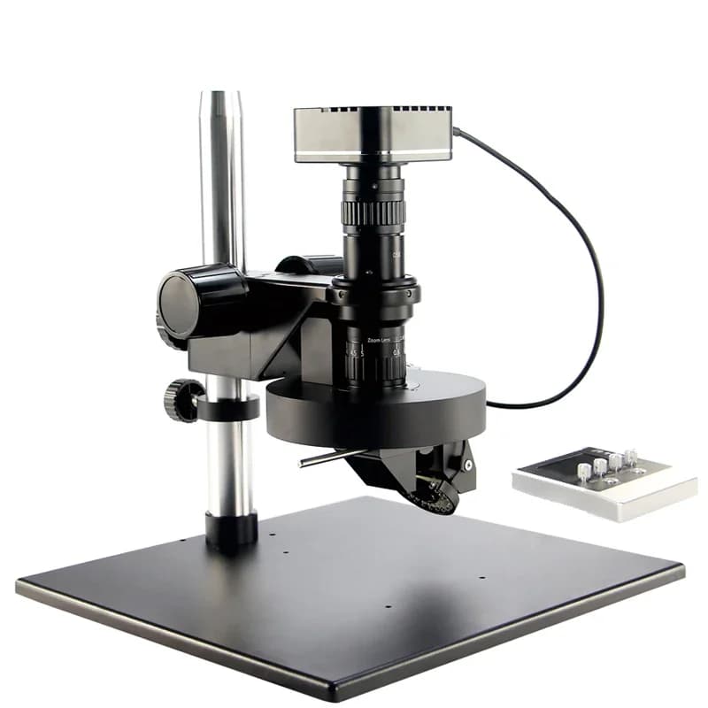 4K 8MP Video Microscope Measurement Set with Automatic Motorized 360 Degree Rotation and 2D 3D 0.6X-5X Stereo