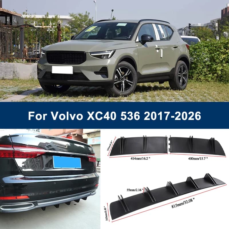 2-Segment Shark Fin Rear Diffuser For Volvo XC40 536 2017-2026 2020 2018 Rear Bumper Lip Splitter Chassis Spoiler Tuning Parts