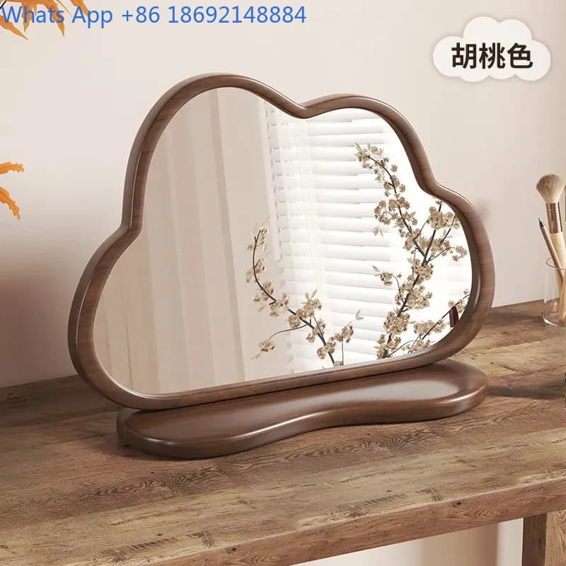 Cloud Dressing Table Mirror Bedroom Desktop Tabletop Decorative Mirror French Retro Solid Wood Dressing Mirror