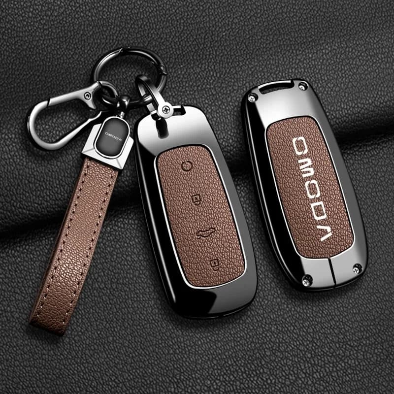 Car Smart Remote Key Cover Zinc Alloy Leather Shell Fit Chery Tiggo7 Tiggo8 Pro Omoda5 Jaecoo J7 J8 Jetour X70 X90 Key Holder Ac