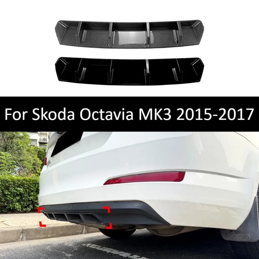 Rear Bumper Diffuser For Skoda Octavia MK3 2015-2017 Rear Lip Spoiler Body Kit Exterior Styling Auto Accessories Car Tuning Part