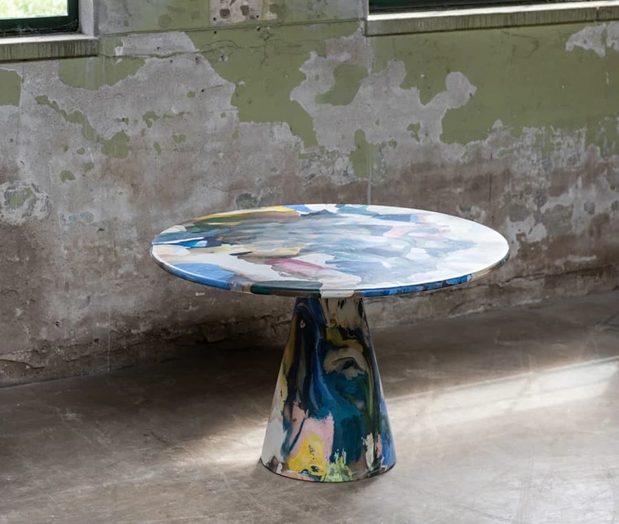 m Corner Dutch Artist Fiberglass Hand Painted Graffiti round Dining Table Creative Slightly Luxury Melting Pot Personalized m