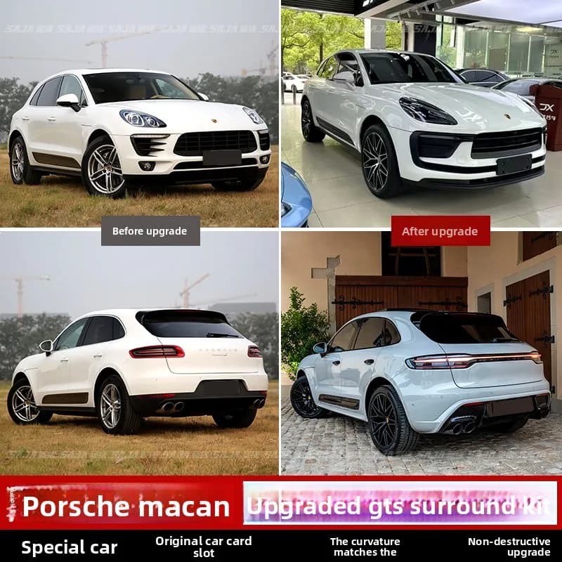 Car Body Kit for Macan 14-21 Models Front & Rear Bumper with Big Surround Light Modification Upgrade New Vehicles