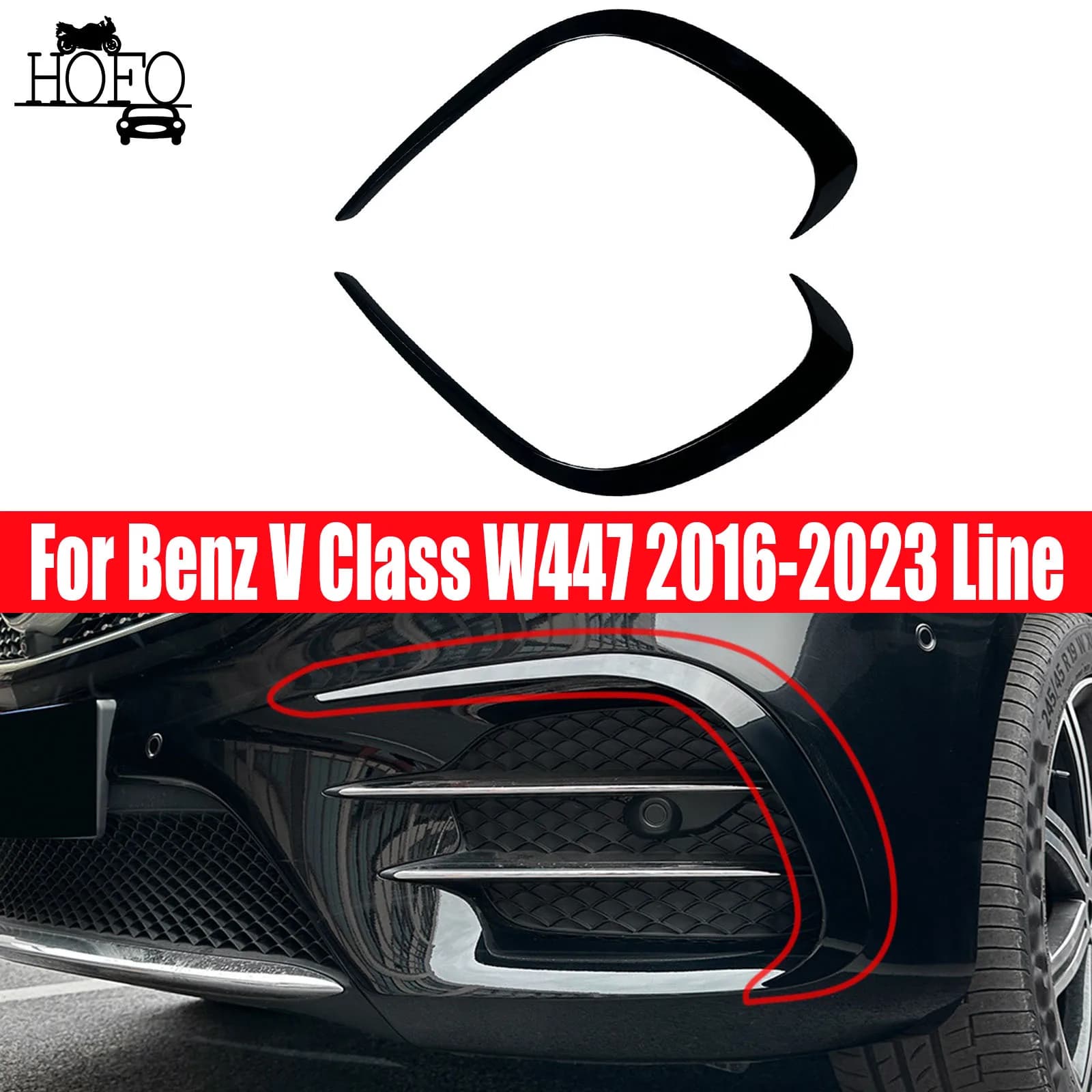 For Benz V Class W447 2016-2023 Line Car Front bumper splitter Front Wind Knife body kit blade Accessories Tuning