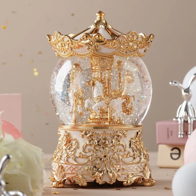 Carousel Crystal Ball Music Box for Girls Birthday Wedding Gift Decorative Ornament Christmas Gifts Decoration Crafts Figurines