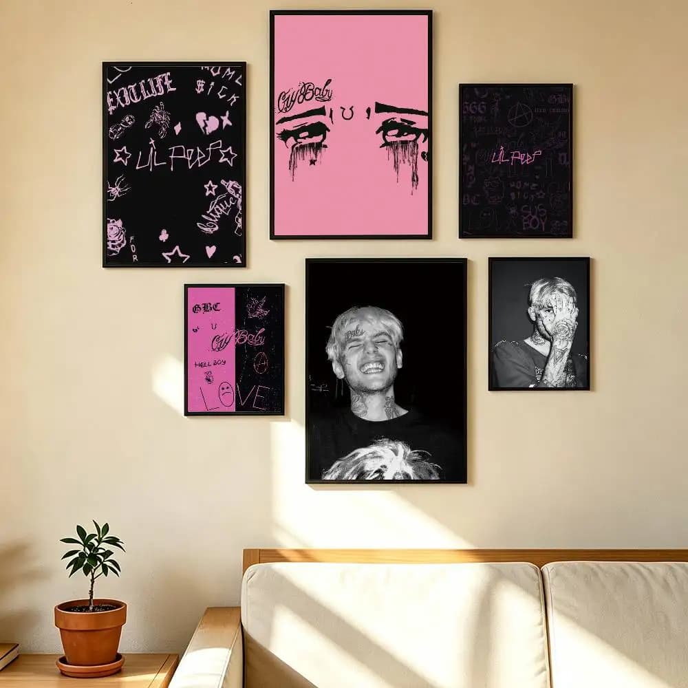 Lil Peep Star Shopping Poster Waterproof Wall Art Sticker For Bar Living Room Vintage Decor High Quality Print Gift
