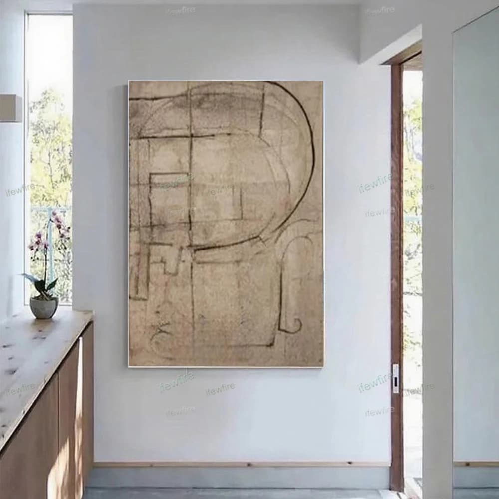100% Handmade Abstract Blue Oil Paintings Wall Art Canvas Picture Morden Contour Map Poster For Living Room Porch Home Decor