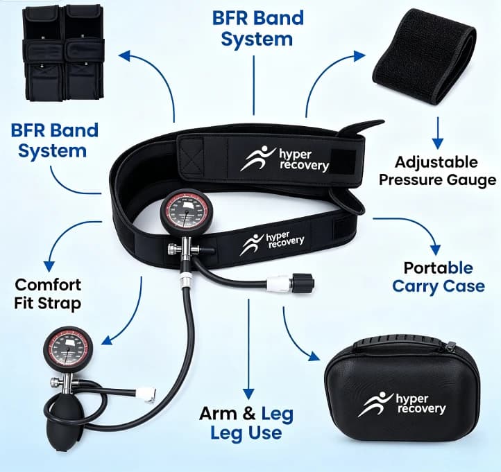 BFR occlusion cuff with hand pump blood flow restriction training cuff adjustable pressure for muscle recovery fitness training