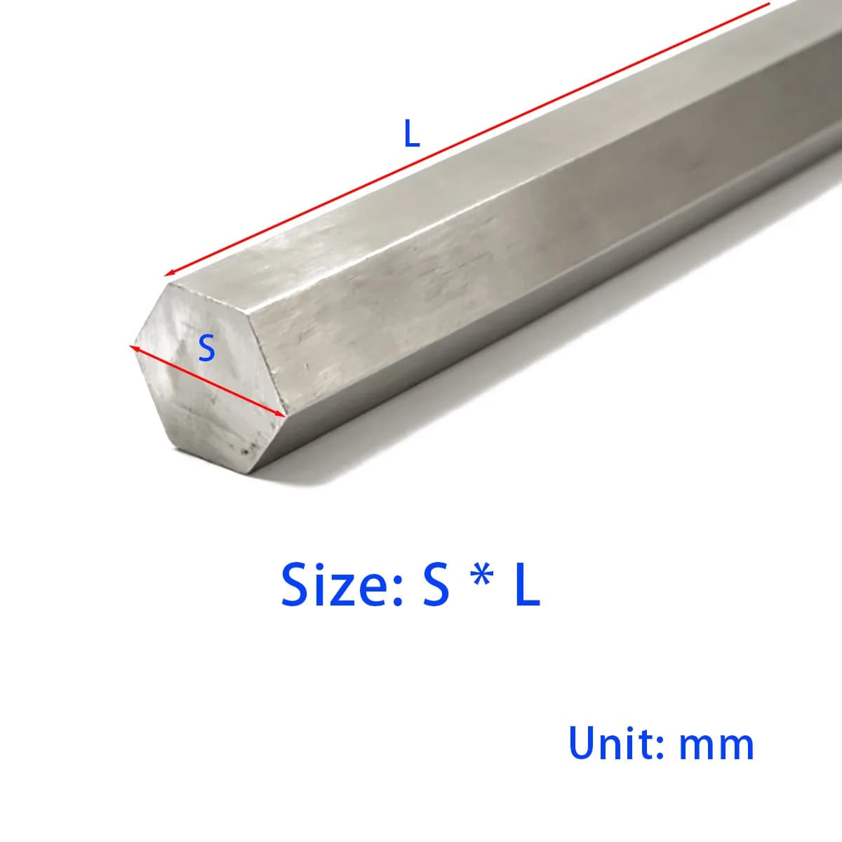 304 Stainless Steel Hexagonal Bar, with Opposite Side Lengths of 5mm, 6mm, 7mm, 8mm, 9mm, 10mm~22mm