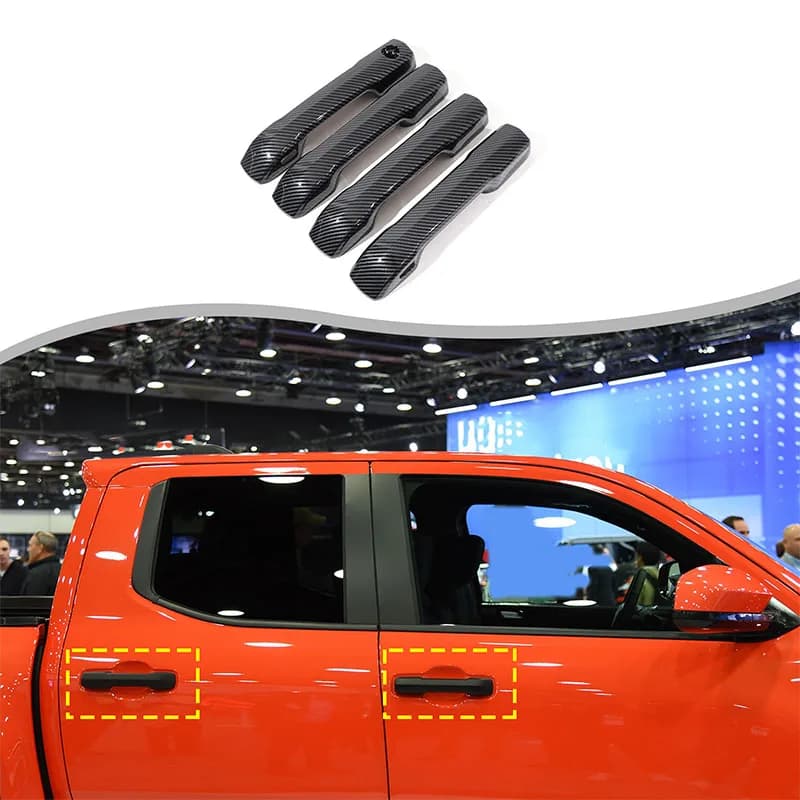 For TOYOTA TACOMA 2024 2025 ABS Carbon Fiber/Gloss Black Outer Door Handle Cover Stickers Trim Car Accessories