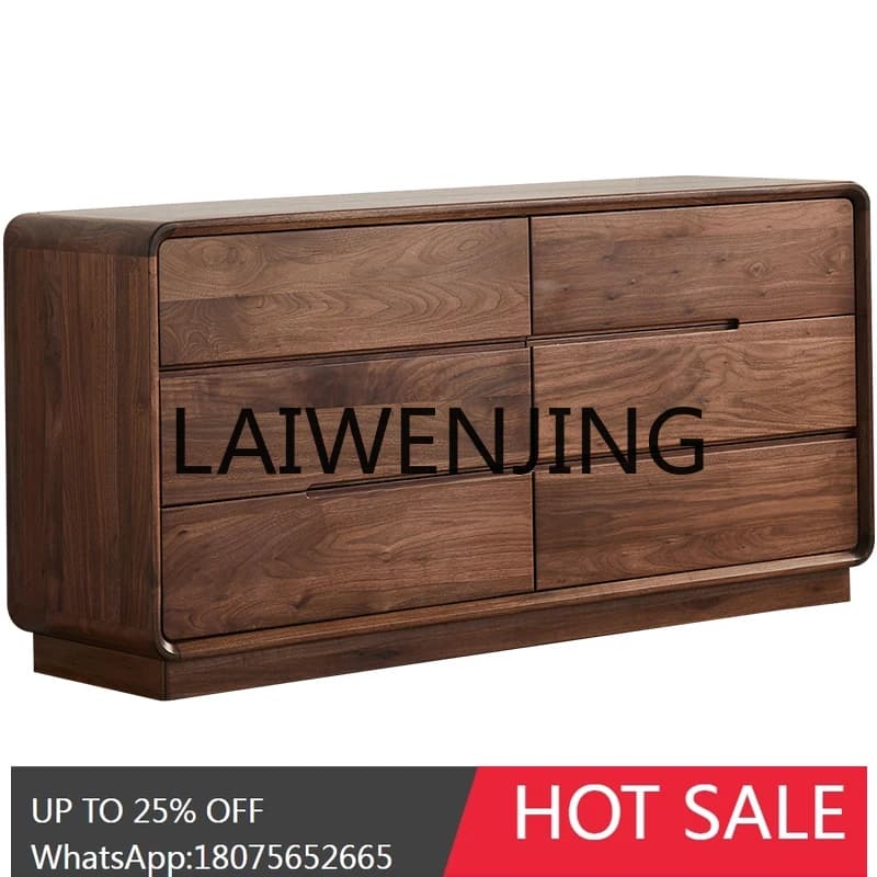 RWJ Black Walnut Wooden TV Cabinet Living Room Locker