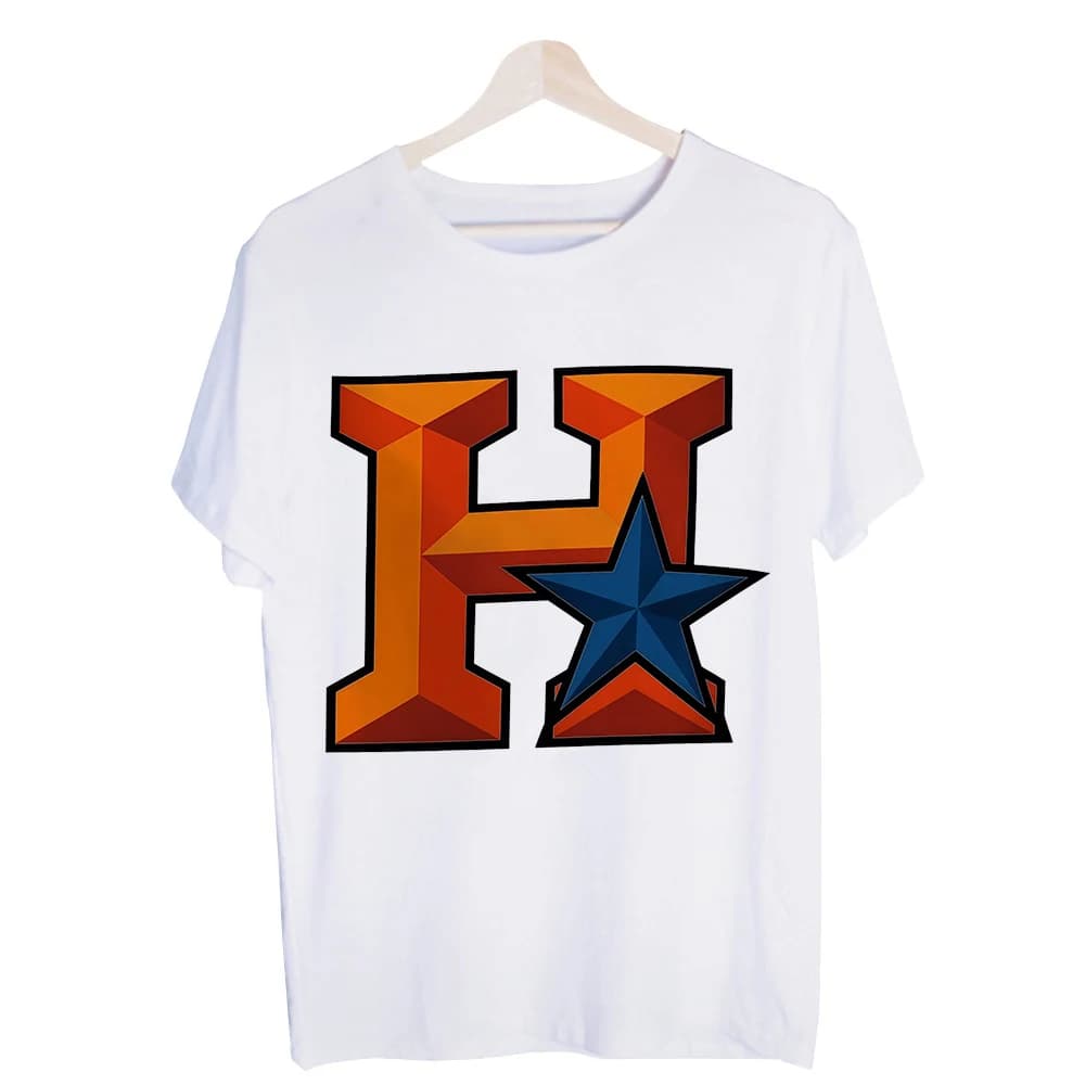 Men's Letter H and Star Graphic Tee, Short Sleeve Crew Neck T-Shirt for Casual Streetwear and Daily Wear