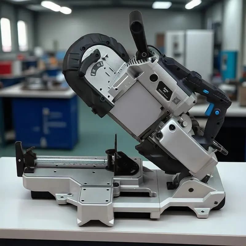 R2103T Portable Industrial Metal Band Saw, Handheld 1100W Motor/Engine with Manual Tensioner, Removable Base
