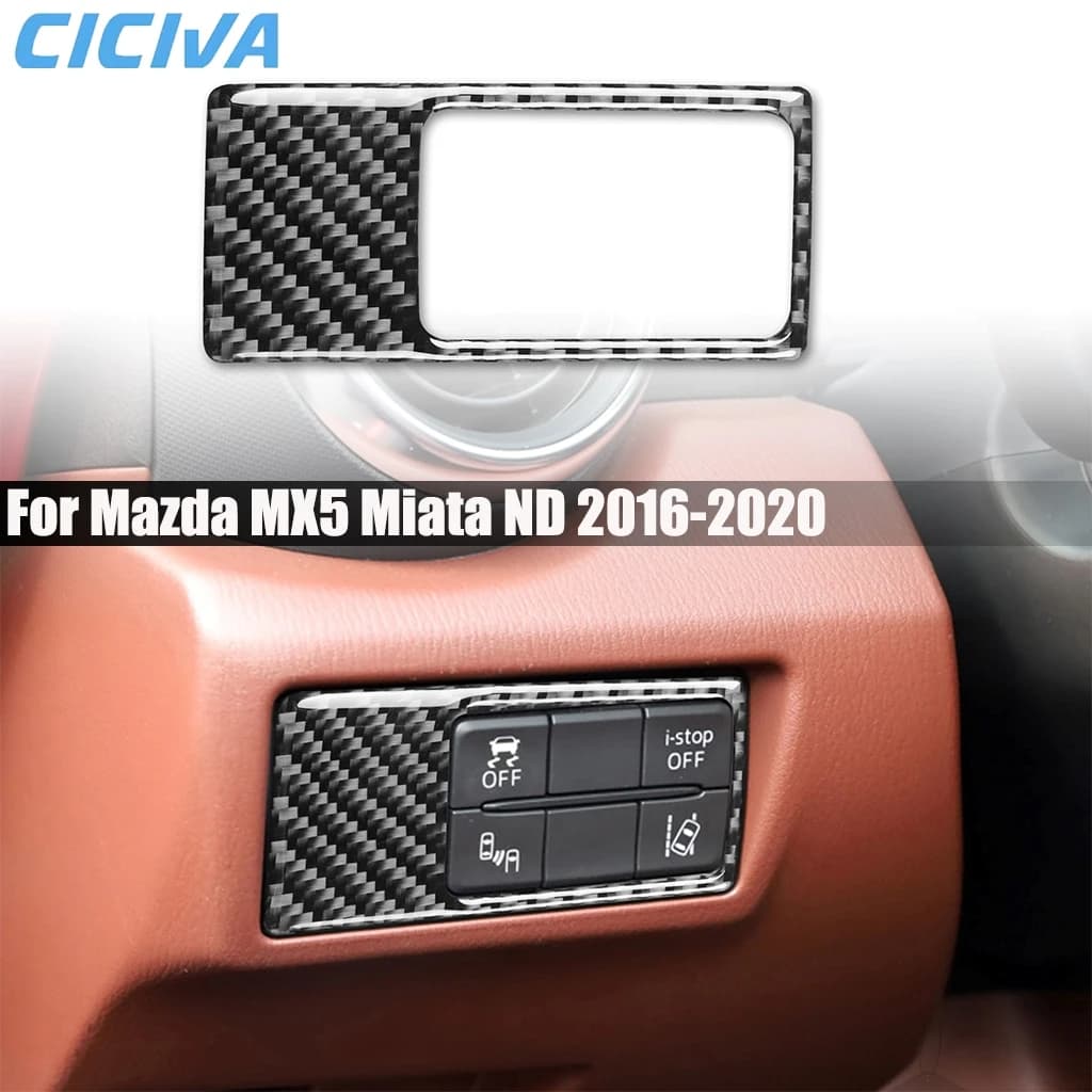 Carbon Fiber Car Accessories Headlight Switch Panel Interior Cover Modified Trim Sticker For Mazda MX5 Miata ND 2016-2023