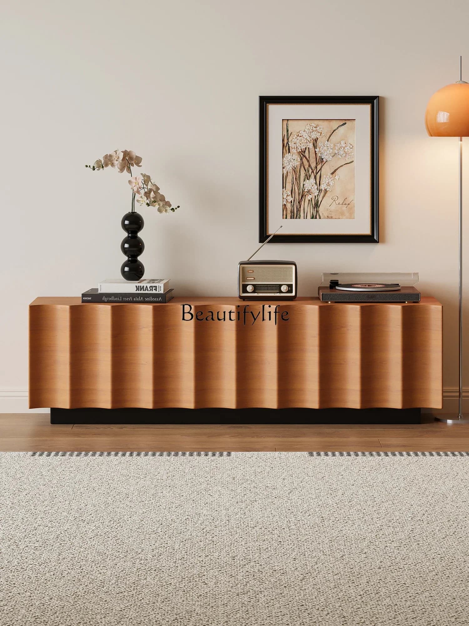 01Simple modern water ripple TV cabinet living room home floor locker