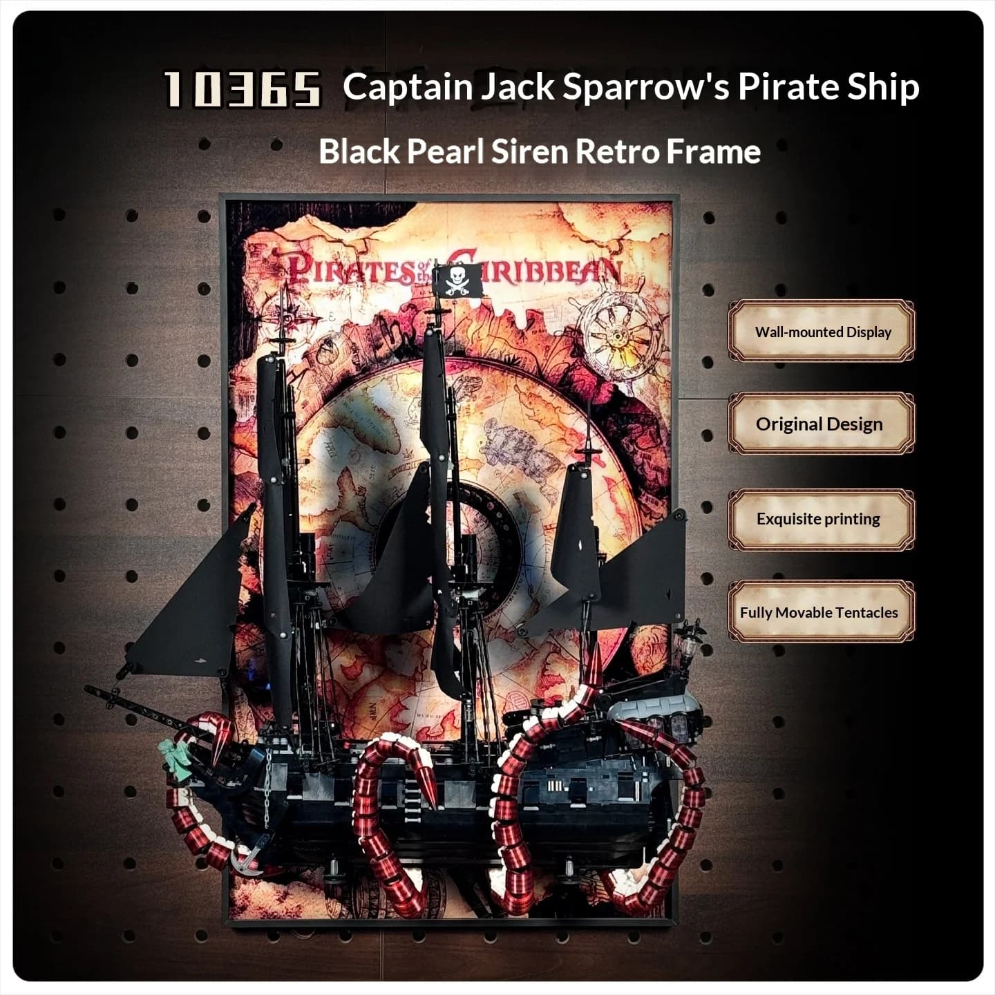 Suitable for 10365 Captain Jack Sparrow's Pirate Ship Black Pearl Siren Vintage Display Frame