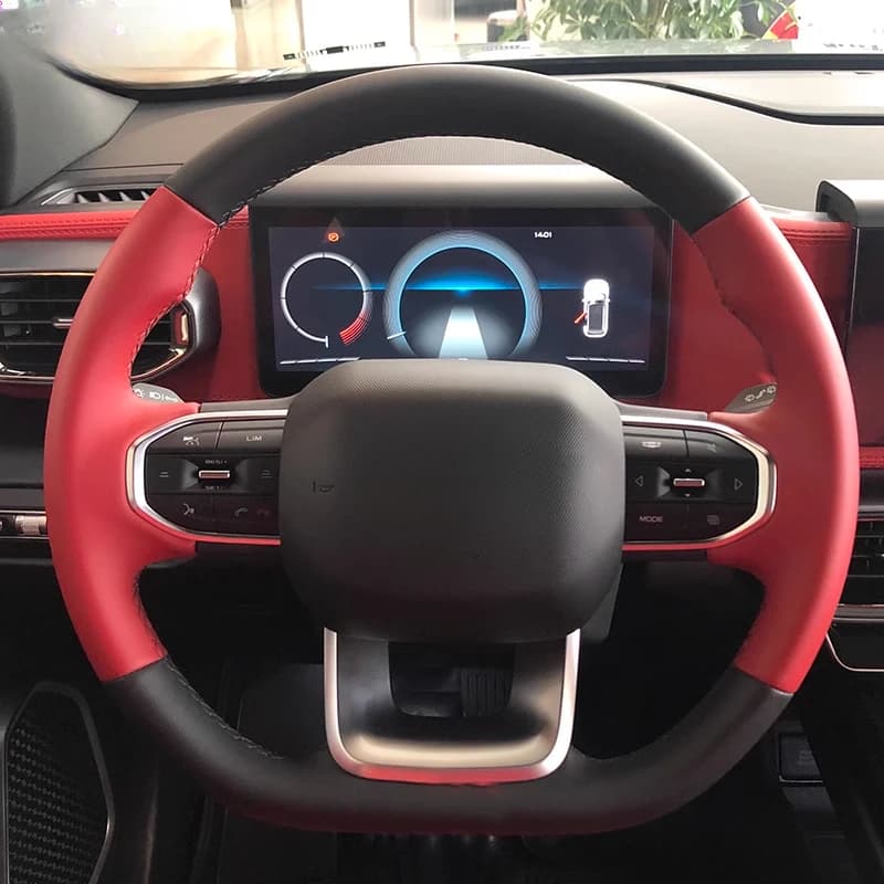 Custom Fit Full-Wrap Genuine Leather & Suede Steering Wheel Cover for Geely ICON & Haoyue - Interior Upgrade
