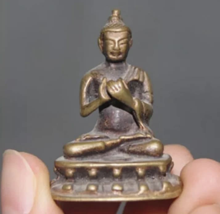 1.2" Tibetan Buddhism temple bronze Gilt Shakyamuni Sakyamuni Shakya Mani statue