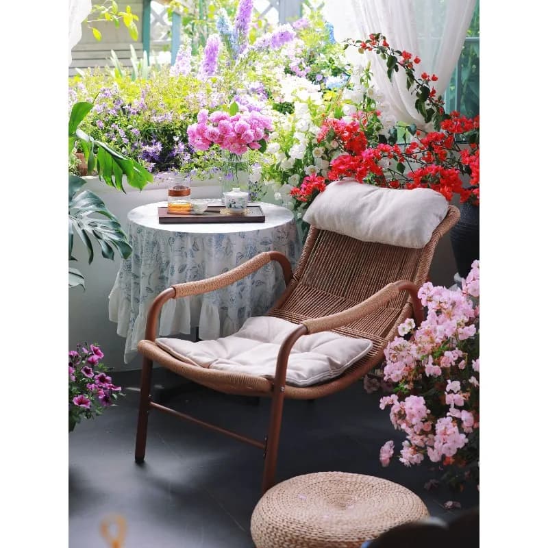 Garden rattan lazy lunch break chair back chair