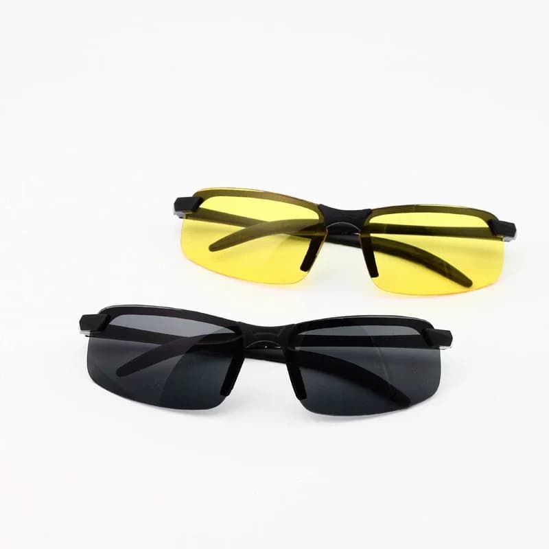 New 2PCS Night Vision Sun Protection Glasses Men Anti-Glare Driving Goggle Half Frame Polarized Sunglasses For Driver UV400