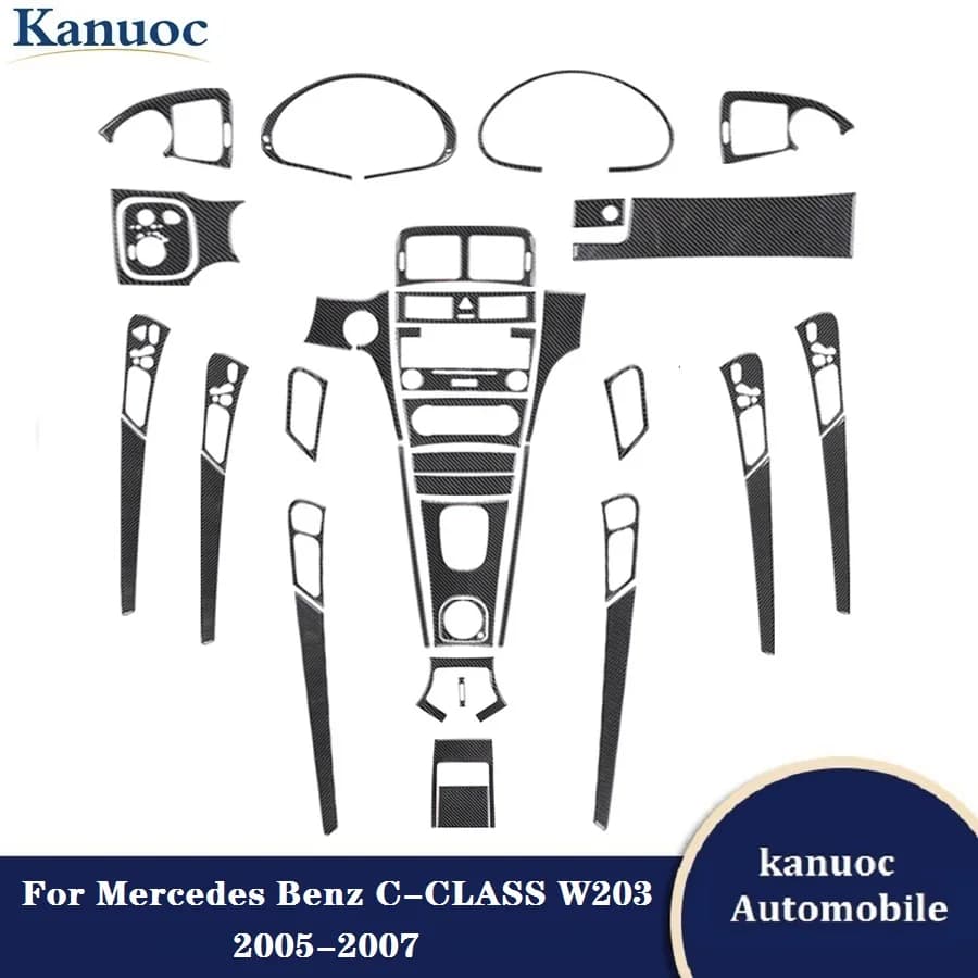Carbon Fiber Car Stickers Interior Decorative Accessories For Mercedes Benz C CLASS W203 2005-2007