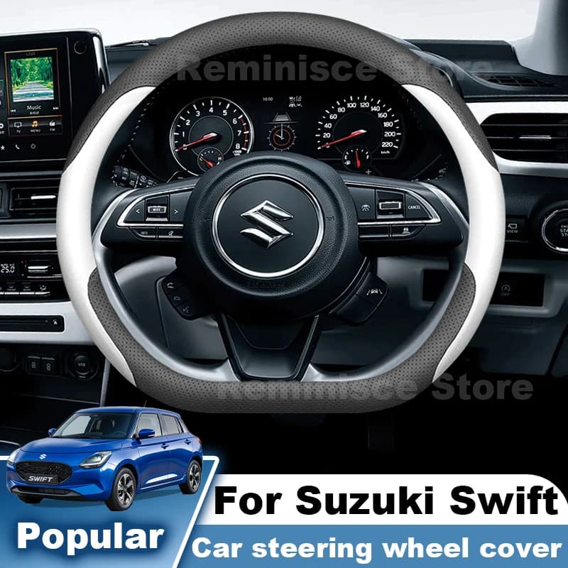 Ultra Thin Leather Car Steering Wheel Cover For Suzuki Swift 2022-2027 Non Slip Steering Wheel Cover Suzuki Swift Accessories