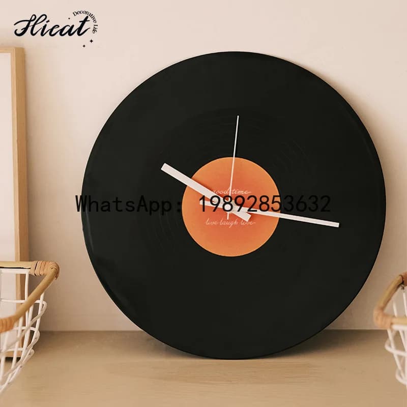 ZB sunset vinyl record wall clock high-end ornament retro watch holder DIY watch cafe living room