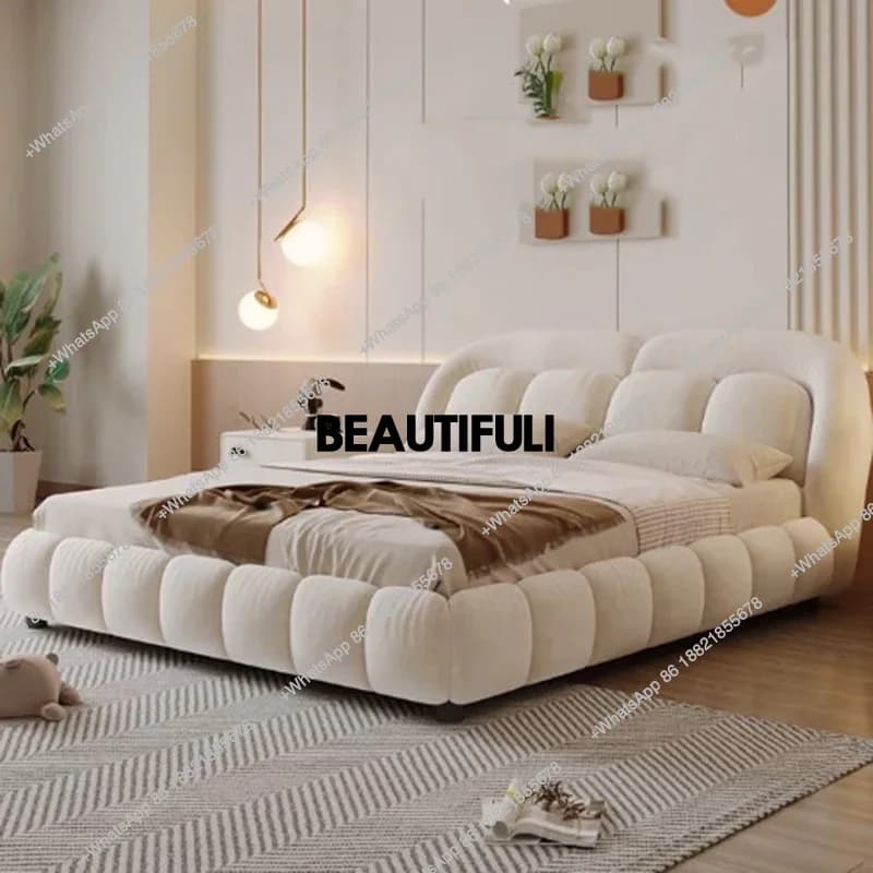 Gray Nordic White Simple Bed Velvet Cream Pretty Modern Hotel Bedroom Beds Loft Storage Safe Cama De Casal Bedroom Furniture
