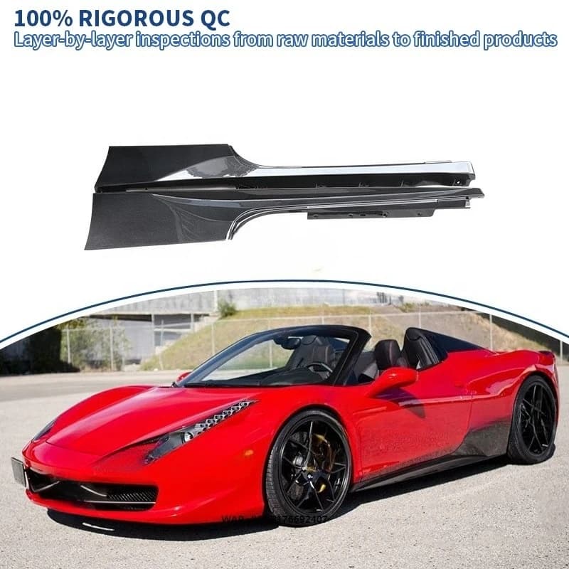 OEM Style Wet Carbon Fiber Side Skirts Extensions for 458 Replacement SideSkirt