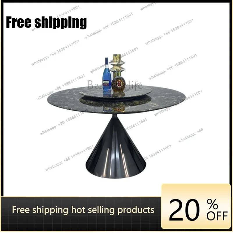yj pure natural platinum diamond luxury stone dining table small apartment household round table light luxury high sense