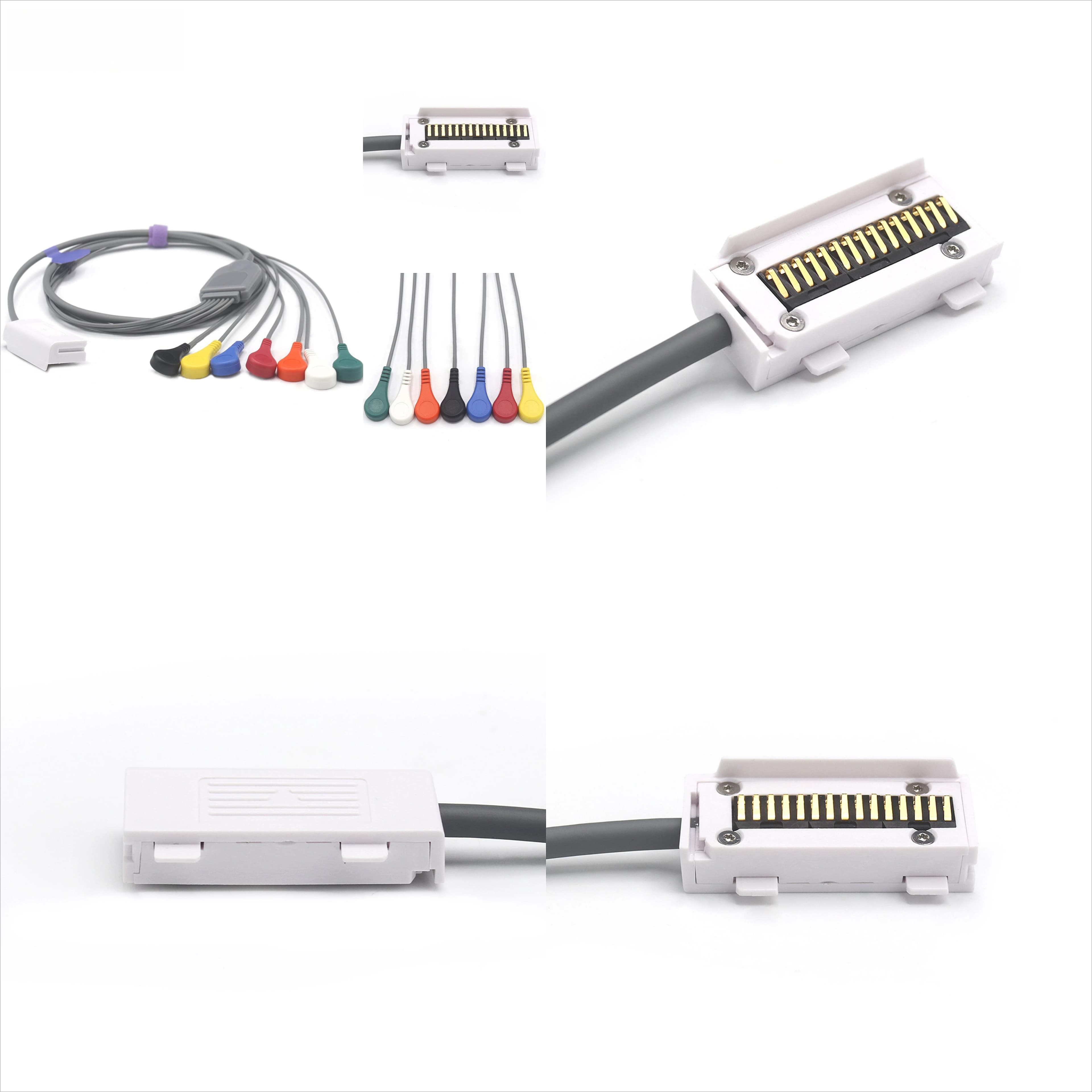 Meditechs CardiUp12 Compatible Holter Recorder ECG Cable 7 Leads Snap AHA Leadwires